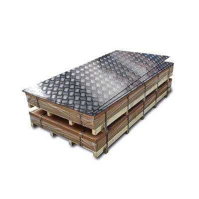 Pelat Checker Aluminium 3003 6061 Pelat Tapak Berlian Aluminium 5 Bar Pola Anti-Selip Timbul Lembaran Berlian Bermotif