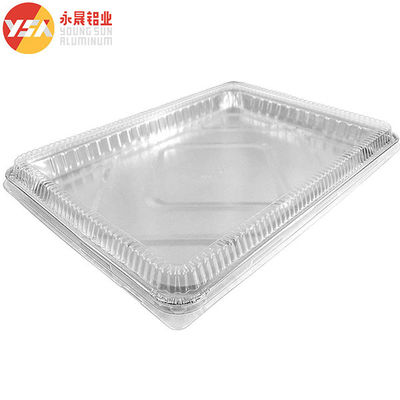 Foil Food Packaging Aluminium Foil Tray Perak PET persegi panjang Diterima