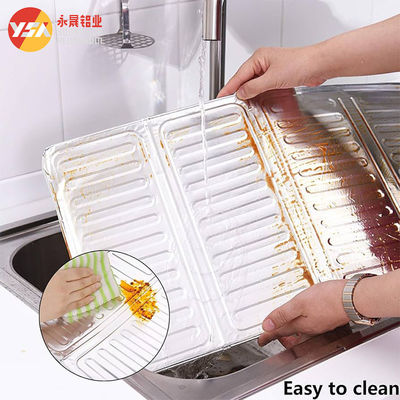 Aluminium Foil Lipat Penghalang Minyak Kompor Dapur Splatter Guard Wrap Foil