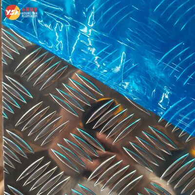 Pelat Tapak Aluminium Timbul Anti Selip 5 Bar 3003 H14 Kelas Laut untuk Jalan Pemuatan Lantai Trailer